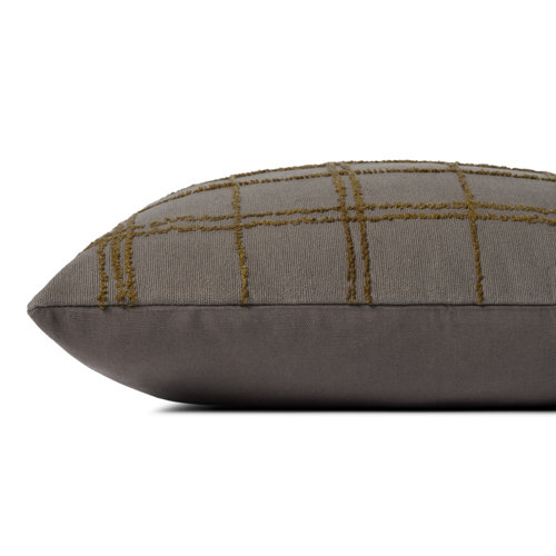 Loloi Edward Pillow Cover 18x18 Inch – Charcoal/Olive Embroidered Throw Pillow Cover